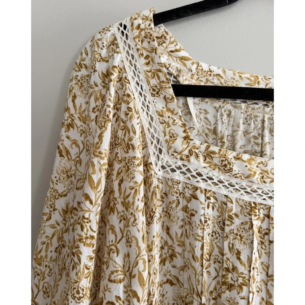 Free People Talk About It Tunic Top Ivory Combo Women's Size Medium